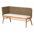 Pemberly Row Natural Seagrass and Acacia Wood 3-Piece Dining Nook Set