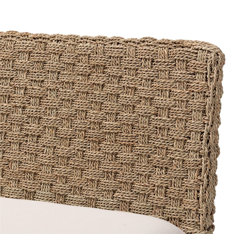 Pemberly Row Natural Seagrass and Acacia Wood 3-Piece Dining Nook Set