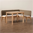 Pemberly Row Natural Seagrass and Acacia Wood 3-Piece Dining Nook Set