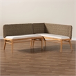 Pemberly Row Seagrass and Acacia Wood 2-Piece Dining Nook Banquette Set