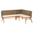 Pemberly Row Seagrass and Acacia Wood 2-Piece Dining Nook Banquette Set