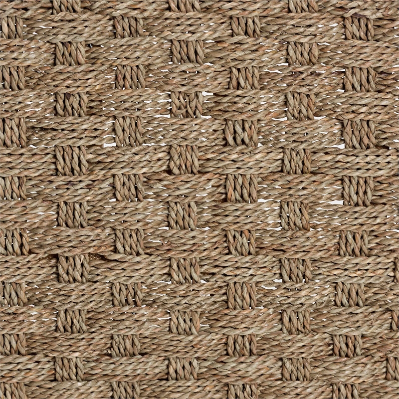 Pemberly Row Natural Seagrass and Acacia Wood Oval Accent Bench