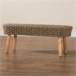 Pemberly Row Natural Seagrass and Acacia Wood Oval Accent Bench