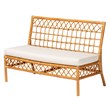 Pemberly Row Honey Rattan Dining Bench with Cushion and Openwork Back