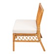 Pemberly Row Honey Rattan Dining Bench with Cushion and Openwork Back