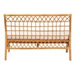 Pemberly Row Honey Rattan Dining Bench with Cushion and Openwork Back