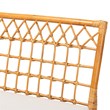 Pemberly Row Honey Rattan Dining Bench with Cushion and Openwork Back