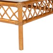 Pemberly Row Honey Rattan Dining Bench with Cushion and Openwork Back