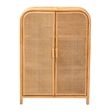 Pemberly Row Light Honey Rattan 2-Door Storage Cabinet with 3 Shelves