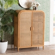 Pemberly Row Light Honey Rattan 2-Door Storage Cabinet with 3 Shelves