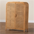Pemberly Row Light Honey Rattan 2-Door Storage Cabinet with 3 Shelves