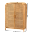 Pemberly Row Light Honey Rattan 2-Door Storage Cabinet with 3 Shelves