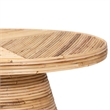Pemberly Row Natural Rattan and Mahogany Wood Round Coffee Table