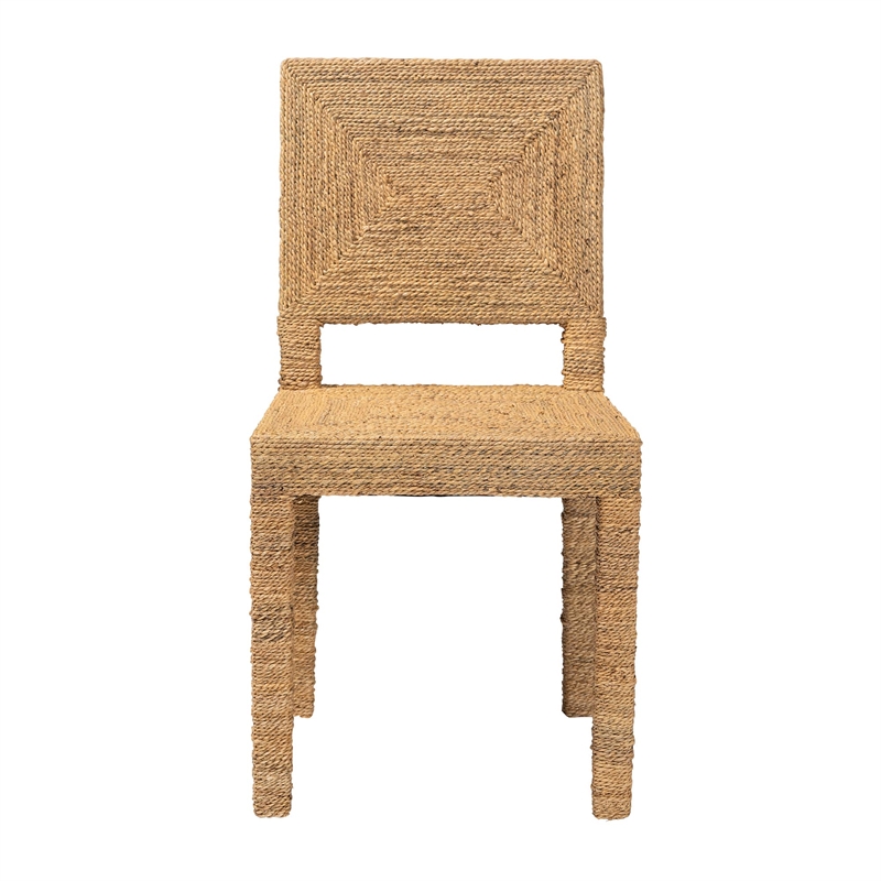 Pemberly Row Natural Seagrass and Mahogany Wood Dining Chair