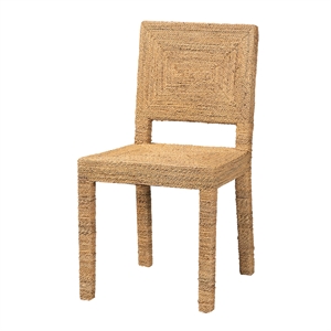 Pemberly Row Natural Seagrass and Mahogany Wood Dining Chair