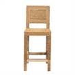 Pemberly Row Natural Seagrass and Mahogany Wood Counter Stool
