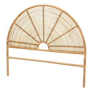 Pemberly Row Honey Rattan Queen Standalone Headboard with Round Silhouette