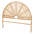 Pemberly Row Honey Rattan Queen Standalone Headboard with Round Silhouette