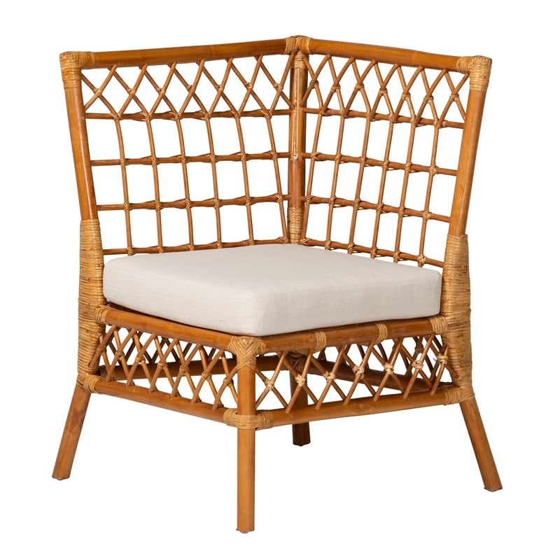 Pemberly Row Honey Rattan 4-Piece Dining Nook Set with Cushions