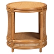 Pemberly Row Rattan End Table with Open Shelf in Natural Brown