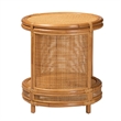 Pemberly Row Rattan End Table with Open Shelf in Natural Brown
