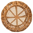 Pemberly Row Round Rattan Coffee Table with Openwork Base in Natural Brown