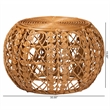 Pemberly Row Round Rattan Coffee Table with Openwork Base in Natural Brown