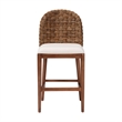 Pemberly Row Acacia Wood and Seagrass Counter Stool Set of 2 in Brown