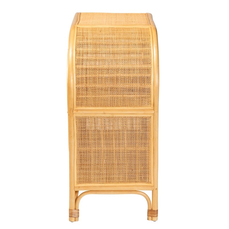 Pemberly Row 2-Door Rattan Sideboard with Shelves in Natural Brown