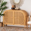 Pemberly Row 2-Door Rattan Sideboard with Shelves in Natural Brown
