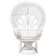 Pemberly Row Natural Rattan Peacock Accent Chair with Cushion in White