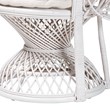 Pemberly Row Natural Rattan Peacock Accent Chair with Cushion in White