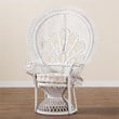 Pemberly Row Natural Rattan Peacock Accent Chair with Cushion in White