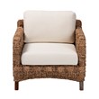 Pemberly Row Mahogany Wood and Seagrass Arm Chair in Dark Brown