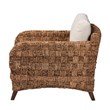 Pemberly Row Mahogany Wood and Seagrass Arm Chair in Dark Brown