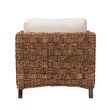 Pemberly Row Mahogany Wood and Seagrass Arm Chair in Dark Brown