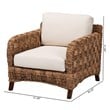 Pemberly Row Mahogany Wood and Seagrass Arm Chair in Dark Brown