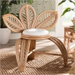 Pemberly Row Natural Rattan Leaf-Shaped Accent Chair in Brown