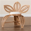 Pemberly Row Natural Rattan Leaf-Shaped Accent Chair in Brown