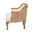 Pemberly Row Petite French Fabric and Bayur Wood Chair in Beige and Honey Oak