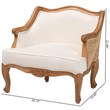 Pemberly Row Petite French Fabric and Bayur Wood Chair in Beige and Honey Oak