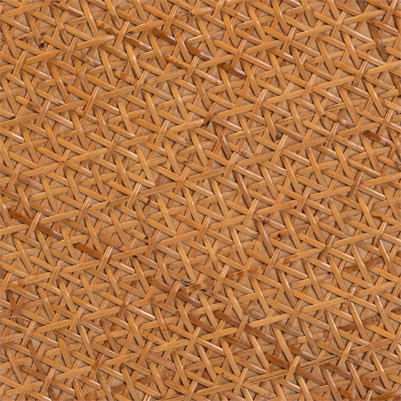 Pemberly Row Honey Rattan Large Round End Table with Openwork Frame