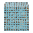 Pemberly Row Sky Blue Coconut Shell and Acacia Wood Square End Table