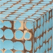Pemberly Row Sky Blue Coconut Shell and Acacia Wood Square End Table
