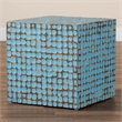 Pemberly Row Sky Blue Coconut Shell and Acacia Wood Square End Table