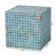 Pemberly Row Sky Blue Coconut Shell and Acacia Wood Square End Table