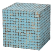 Pemberly Row Sky Blue Coconut Shell and Acacia Wood Square End Table