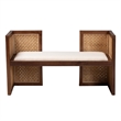 Pemberly Row Light Honey Rattan and Acacia Wood Accent Bench