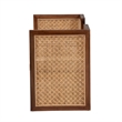 Pemberly Row Light Honey Rattan and Acacia Wood Accent Bench