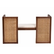 Pemberly Row Light Honey Rattan and Acacia Wood Accent Bench